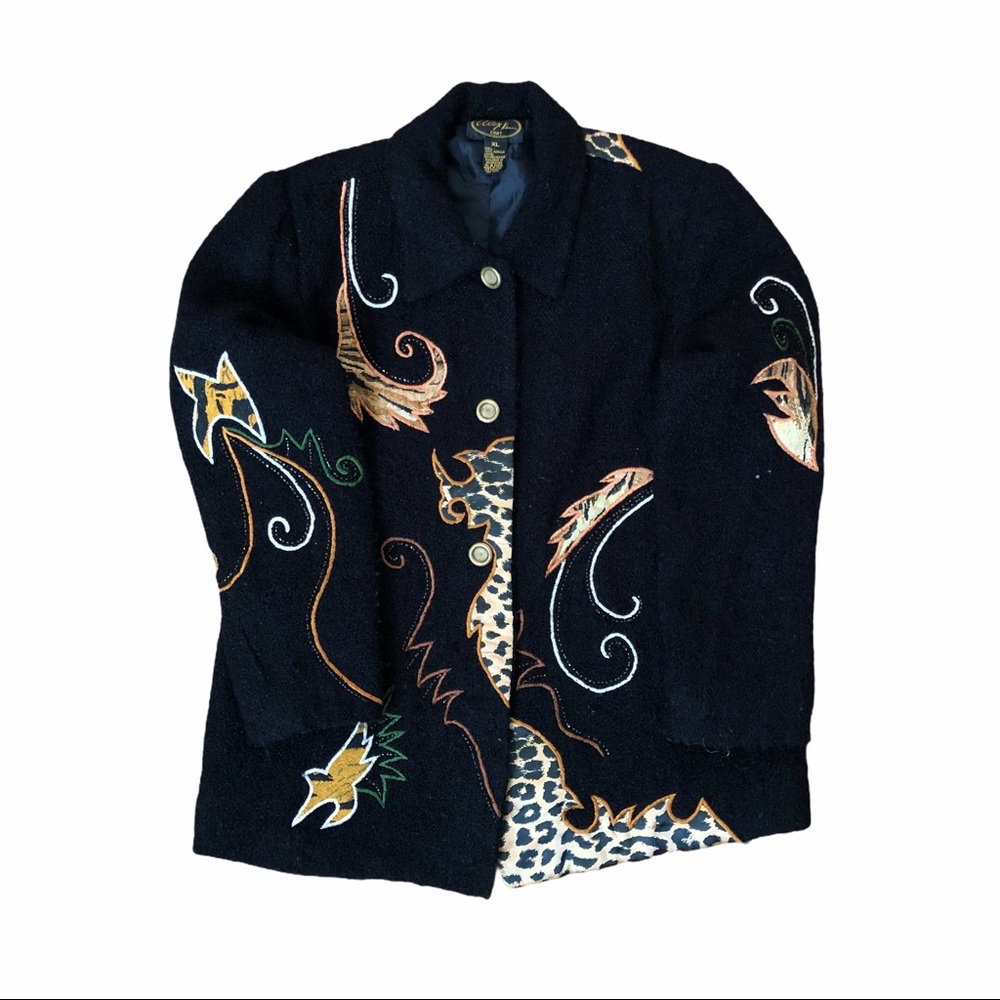 90s Vintage Alex Kim Coat w/ African safari print